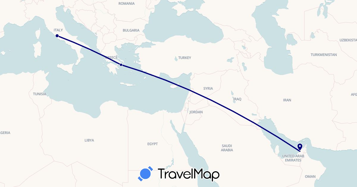 TravelMap itinerary: driving in United Arab Emirates, Greece, Italy (Asia, Europe)